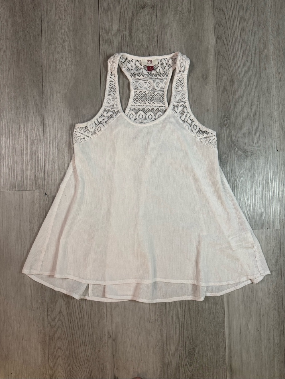 lei Off White Ivory Boho Lace Scoop Neck Sleeveless Flowy Tank Top Size S